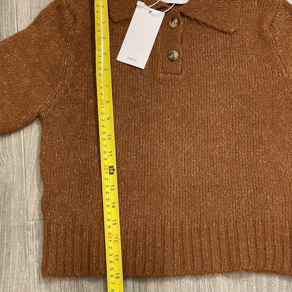 MNG Mango brown knit short sleeve polo sweater - Picture 8 of 8